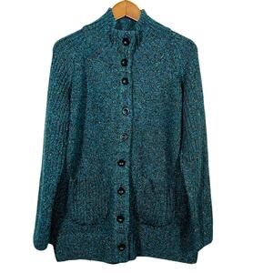 Draper's & Damon's Collegiate Cardigan Teal Long Sleeve Sweater Knit - PL
